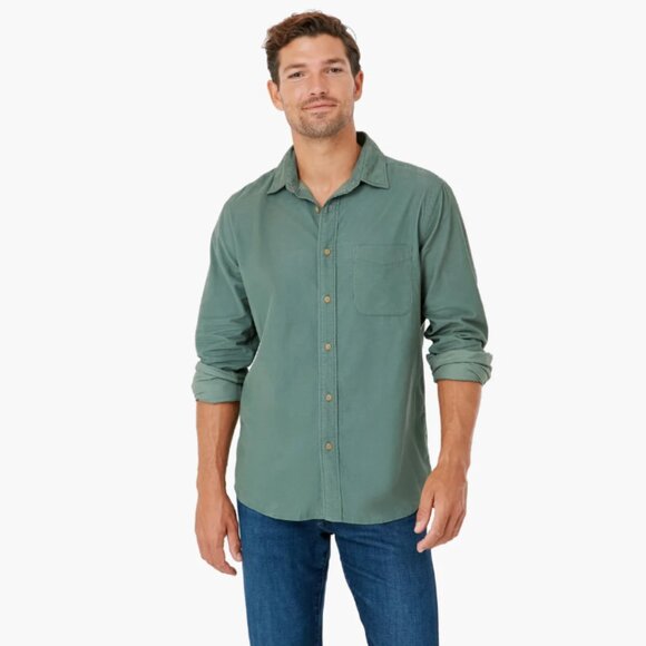 Faherty Corduroy Shirt Mens XL Green Tuckernuck Stretch Button Front Long Sleeve - Picture 1 of 7